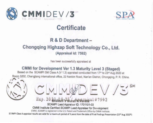 CMMI3國際認證證書